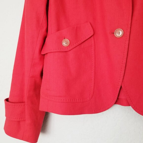 Talbots Cotton Linen Blend Blazer Jacket Women 12P Red Coral Single Button $169 - Picture 8 of 16